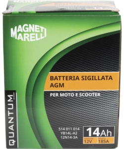 Magneti marelli batteria moto e scooter 14ah 12v 185a tecnologia agm sigillata polo positivo destro